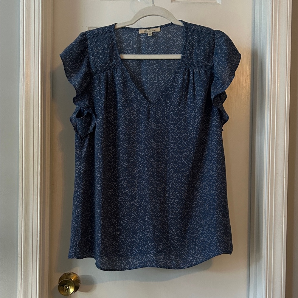Les Serein Jenna Flitter Sleeve Blouse, blue, medium